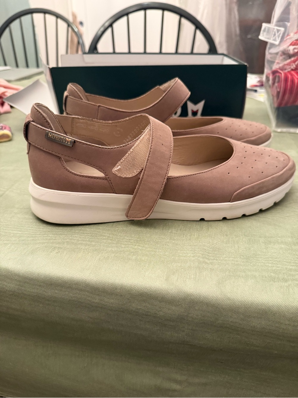 Marysia Swim Nubuck Mary Jane Flats in Dusty Taupe: Mephisto